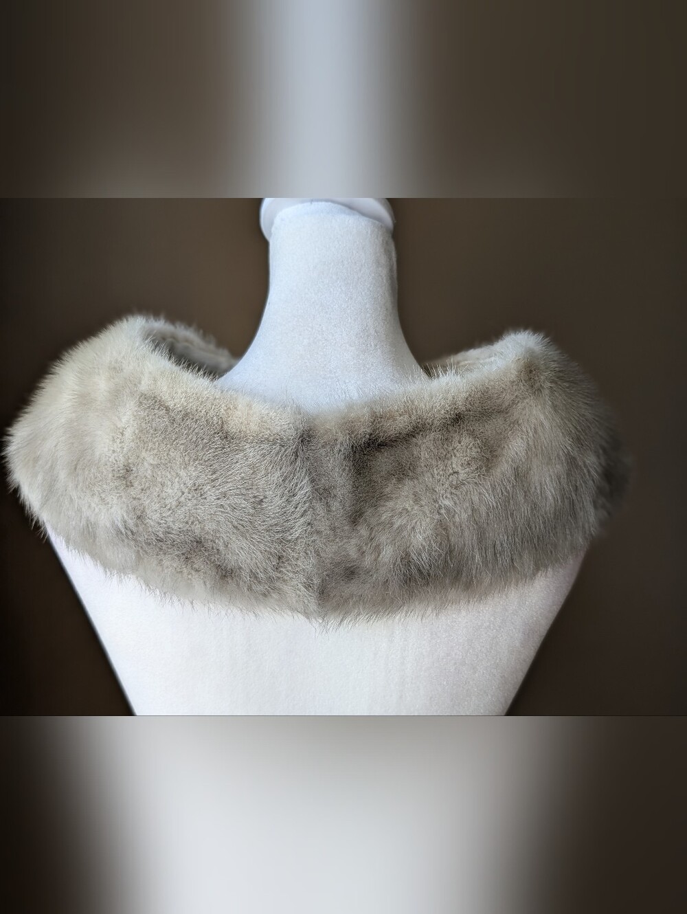 Vintage Genuine Mink Fur Collar Scarf Grey Beige 34" - Picture 6 of 13